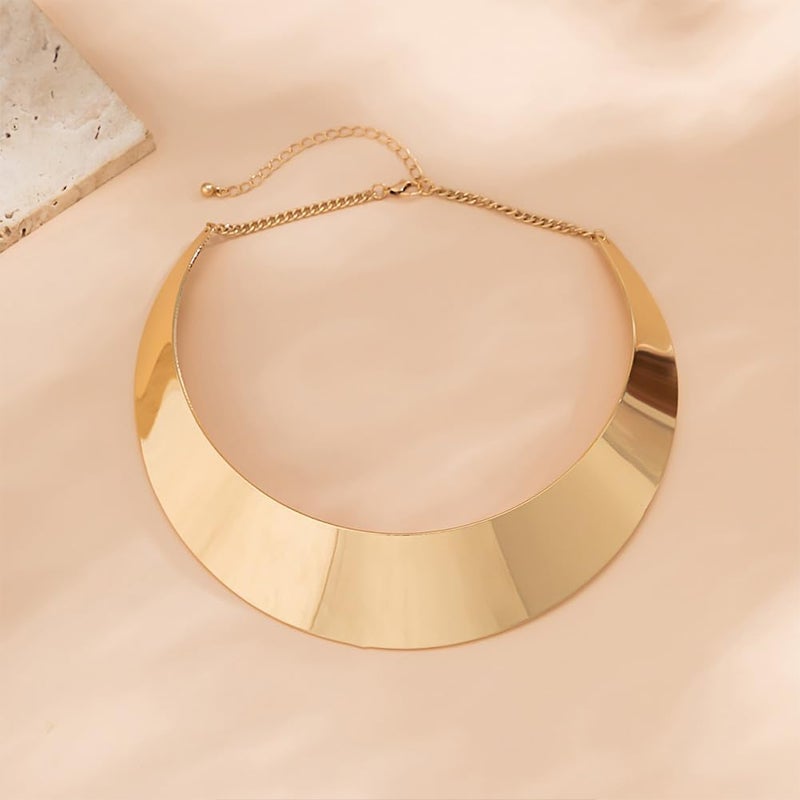 Hewill Store Chunky Gold Necklace Big Statement Chunky Necklace for Women African Tribe Wide Metal Choker Necklaces Jewelry - Image 4